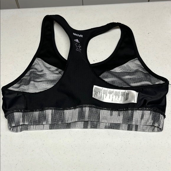 Adidas Women's Black and White Techfit Sports Bra - Picture 6 of 8